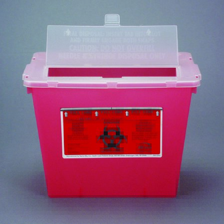 Sharps Container Bemis™ Sentinel 8-5/8 H X 11-5/8 L X 7-3/4 W Inch 2 Gallon Translucent Red Base / Translucent Lid Horizontal Entry Flap Lid (1/EA 30/CS) by Bemis Health Care  ID 102-030